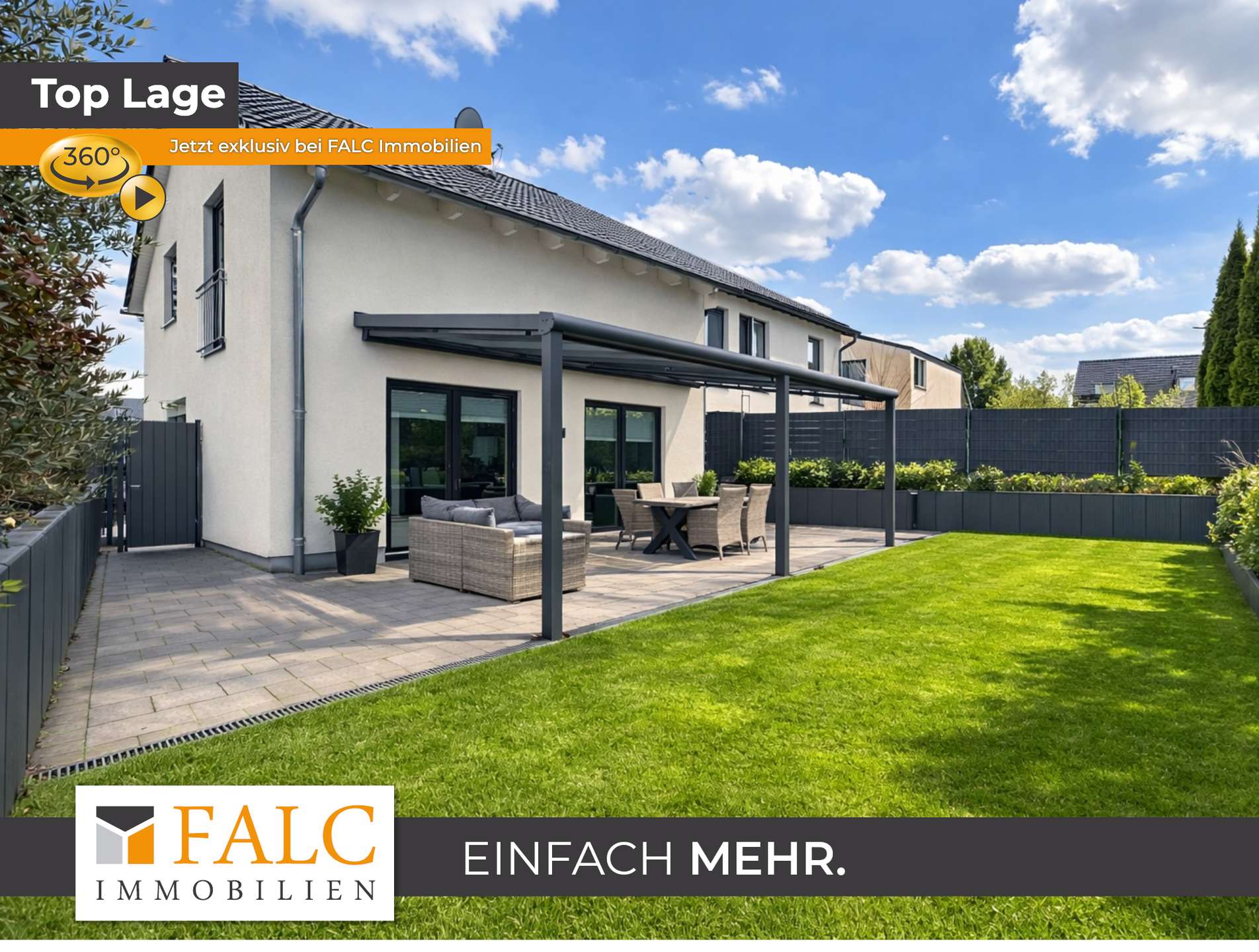 Pflegeleichter Garten mit Pergola und Terrasse (zum teil visuell)